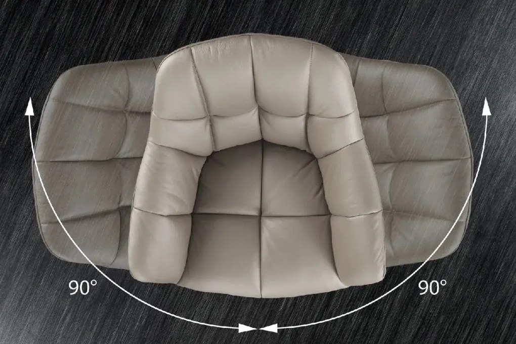 Set de 2 scaune pivotante PAPILLON piele taupe/ negru