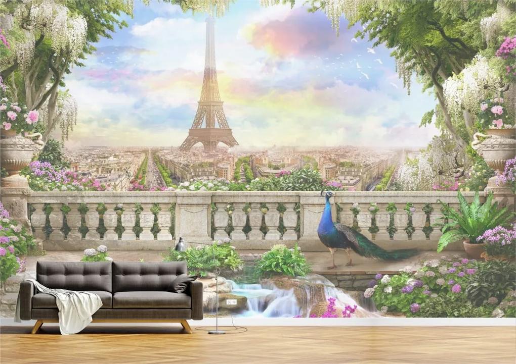Tapet Premium Canvas - Turnul Eiffel vazut din balcon