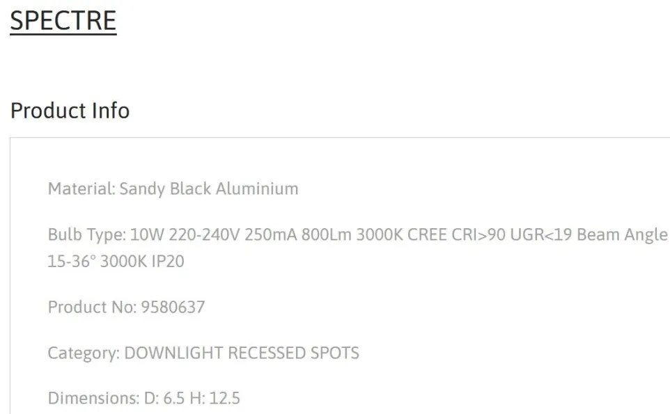 Spot LED aplicat SPECTRE 10W negru