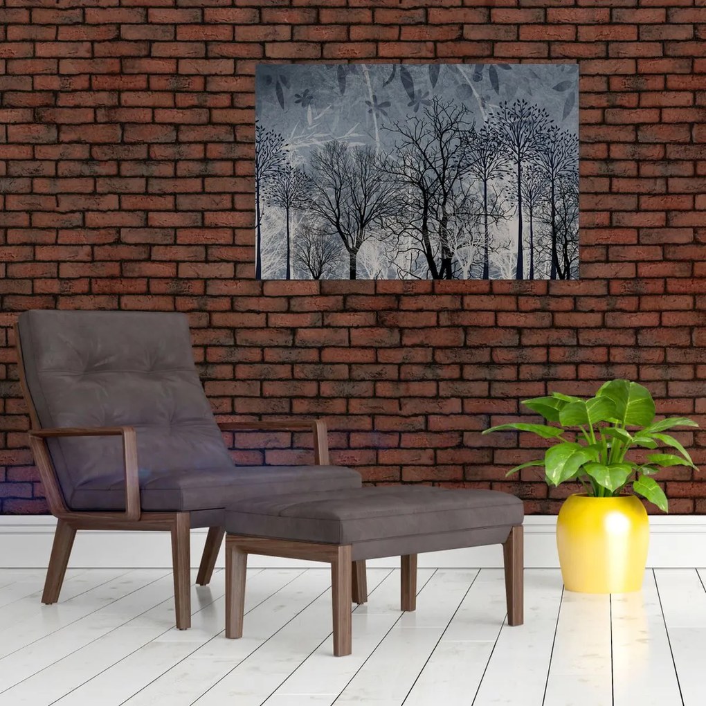 Tablou - Siluetă copac și frunze (90x60 cm)