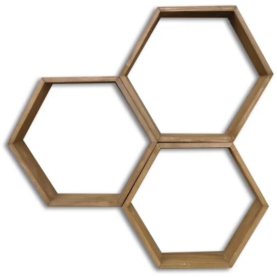 SET 3x raft de perete maro din molid