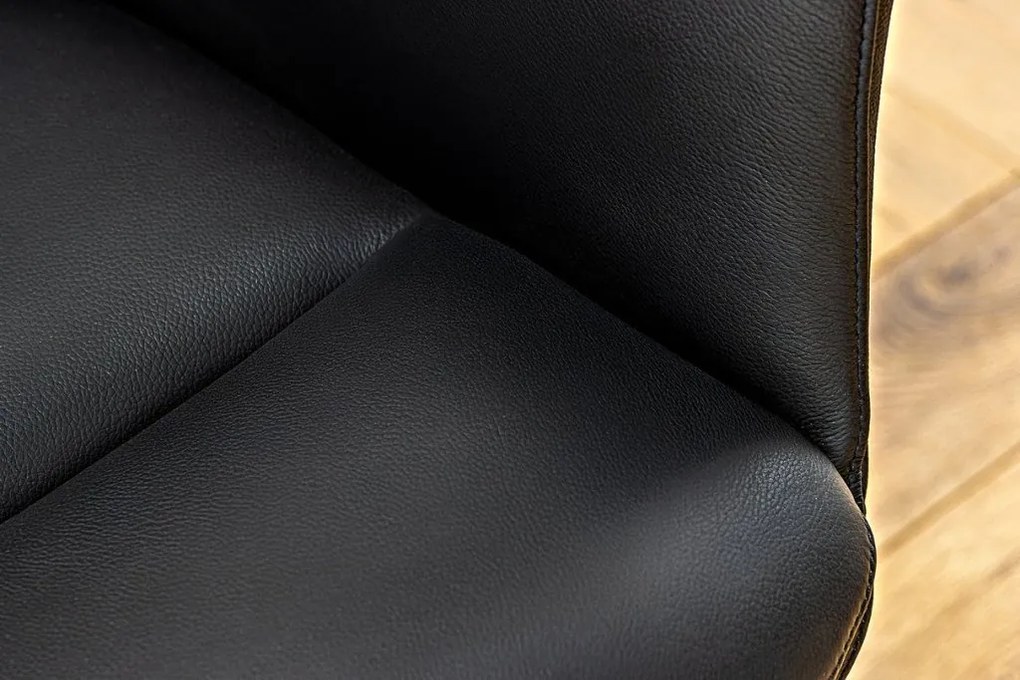 Scaun pivotant modern, Piele Naturala, Negru, PAPILLON