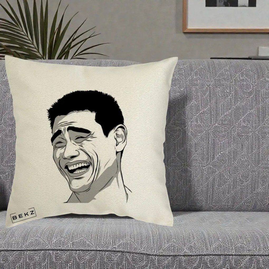 Perna Decorativa Yao Ming Meme, 40x40 cm, Ecru, Husa Detasabila, Perna Inclusa, BEKZ®