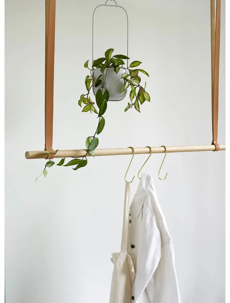 Set 2 ghivece suspendate din fier Hübsch Juro, gri deschis