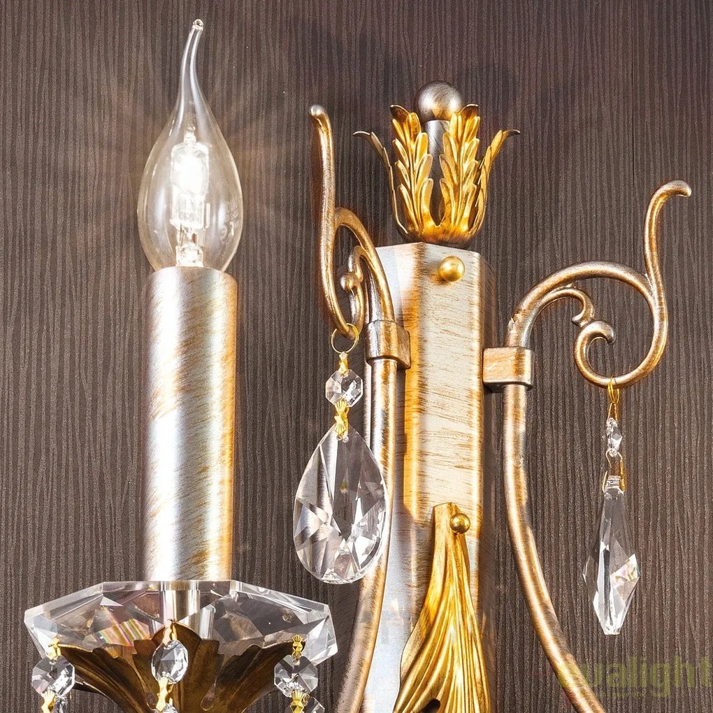 Aplica de perete LUX super eleganta cristal 2 brate Miramare WA 2-1305/2 silber-goldOR