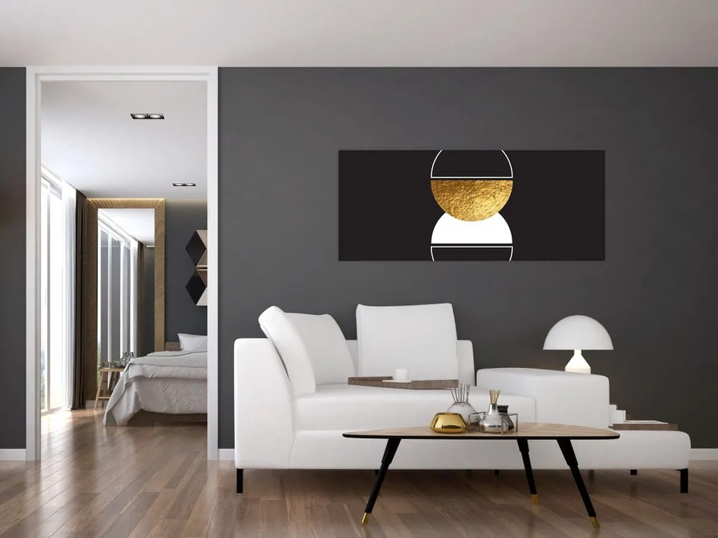 Tablou - Abstracție de aur și negru N⁰2 (120x50 cm)
