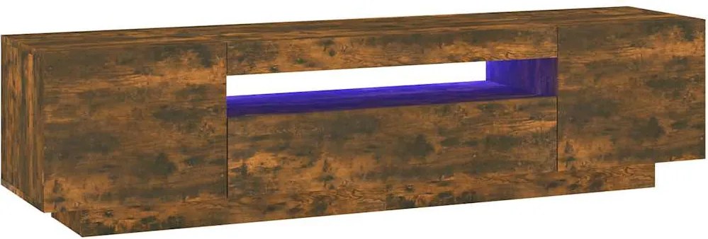 vidaXL Comodă TV cu lumini LED, stejar fumuriu, 160x35x40 cm