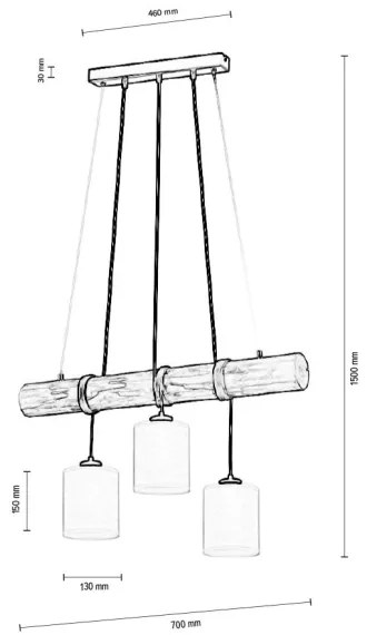 Spot-Light 68869351 - Lustră suspendată pe cablu TRENO, 3xE27/25W/230V, finisaj pin
