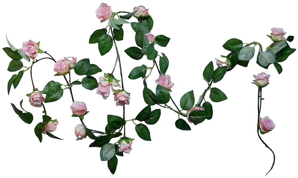 Ghirlanda cu Trandafiri roz artificiali, Ellie, 180cm