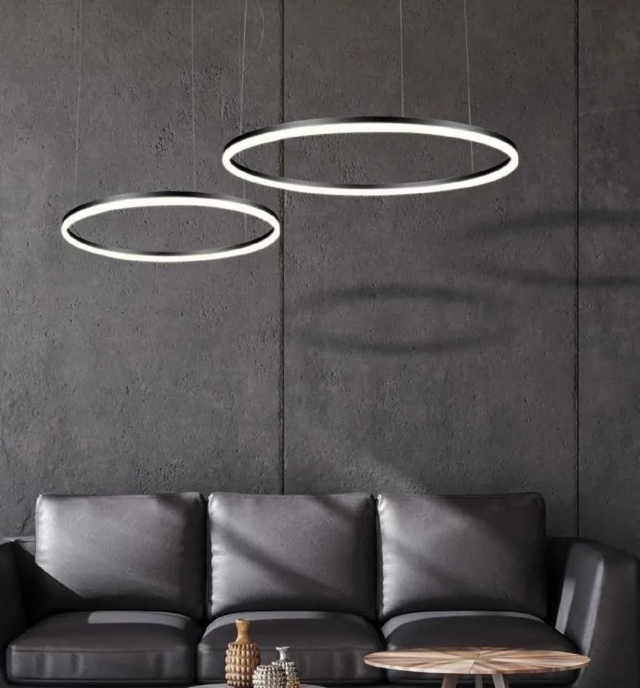 Lustra LED design modern circular ROTUNDA 60cm, negru mat