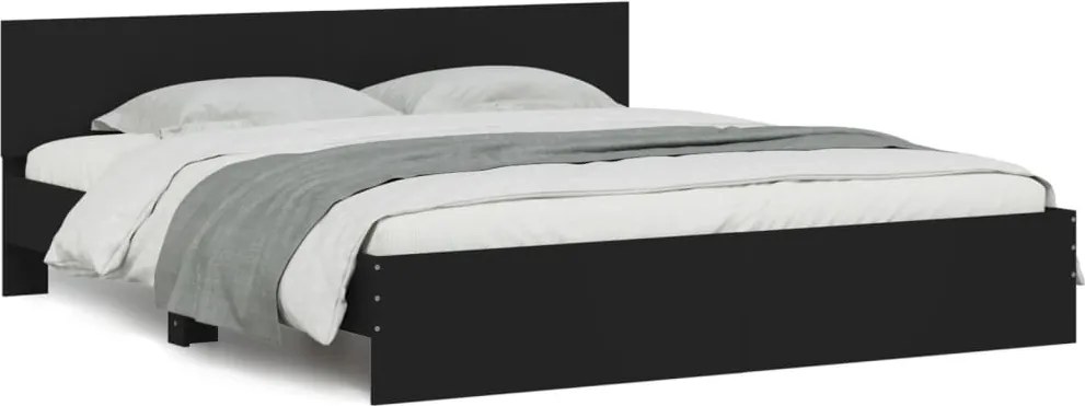 vidaXL Cadru de pat cu tăblie, negru, 200x200 cm