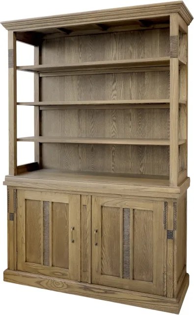 Bibliotecă cu 4 rafturi și 2 uși, finisaj natur, 135×45×196, " Marseille"