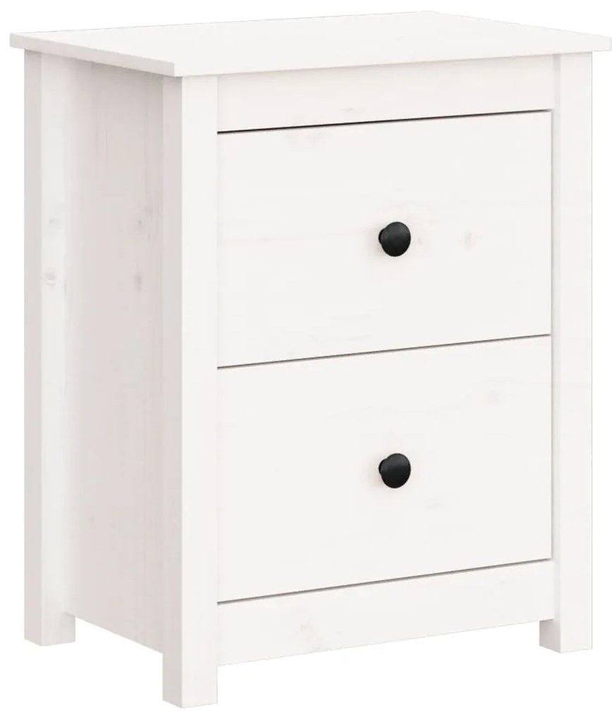 813681 vidaXL Noptieră, alb, 50x35x61,5 cm, lemn masiv de pin