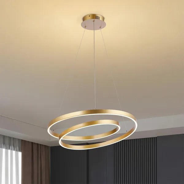 Brilagi-LED Lustra suspendată pe cablu LED reglabilă TWISTER, 48W, 230V, Ø 50 cm, auriu, cu telecomandă