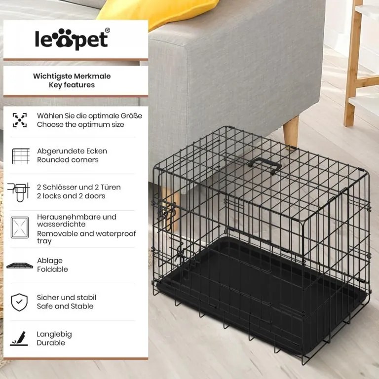 Leopet Cușcă pliabilă pentru câini 91 x 57 x 63,5 cm, L, neg