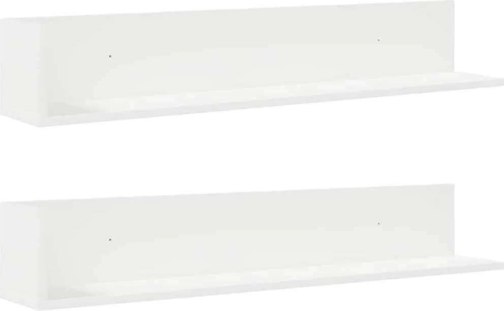 vidaXL Rafturi de perete 2 buc., alb, 100x16,5x16,5 cm, lemn prelucrat