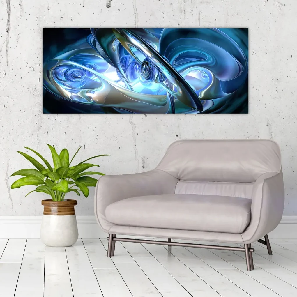 Tablou fractalilor în albastru (120x50 cm), în 40 de alte dimensiuni noi