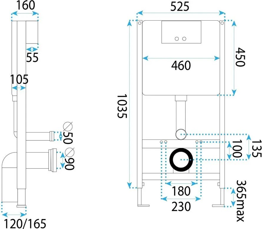 Cadru WC incastrat Rea cu buton HD crom