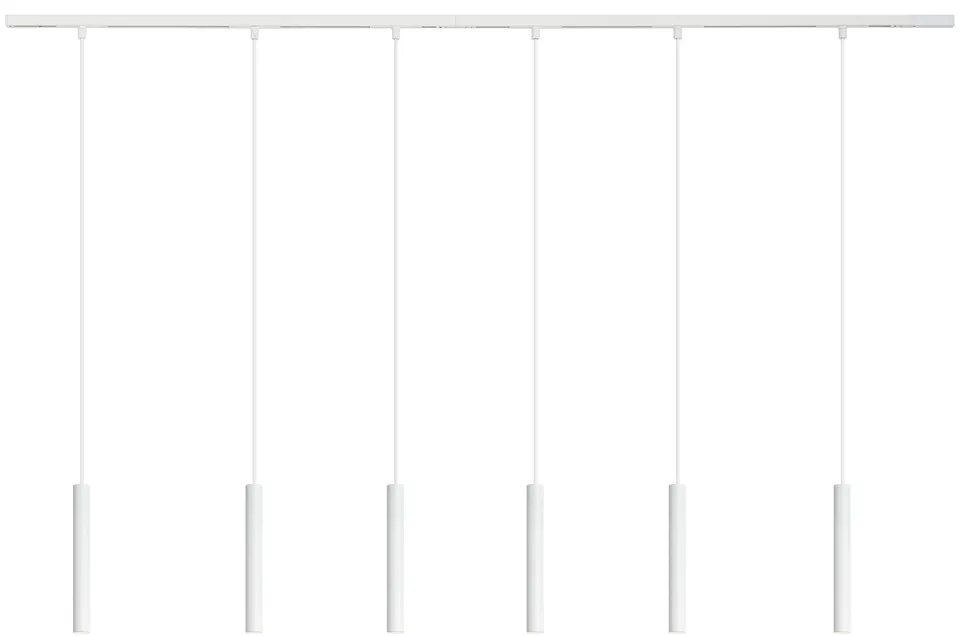 Sistem modern de iluminat pe șine cu 6 pendule albe monofazat - Slimline Keno