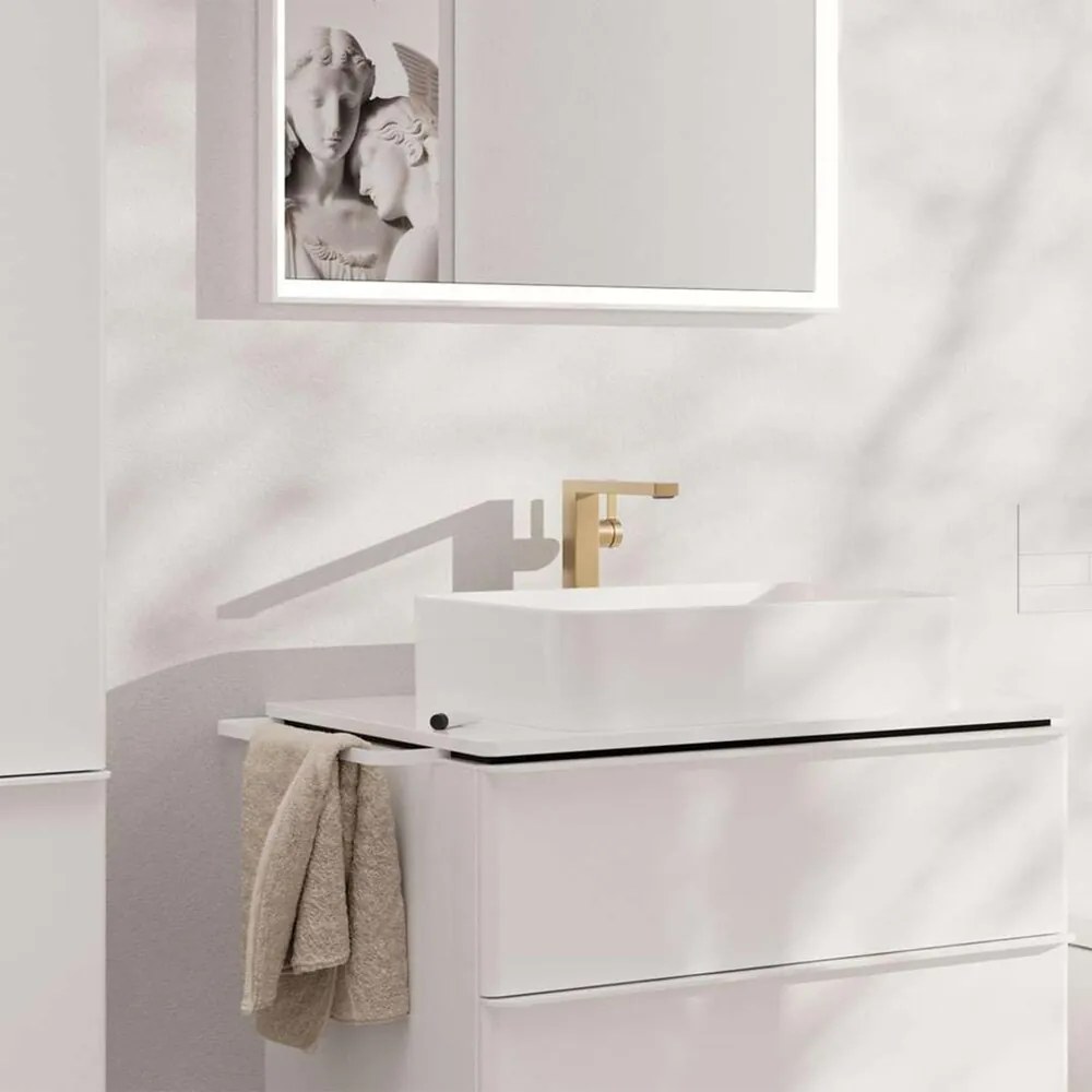 Baterie lavoar inalta Hansgrohe Tecturis E Fine CoolStart cu ventil Push-Open bronz periat