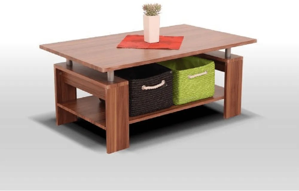 Masuta cafea, nuc deschis/argintiu, ROKO