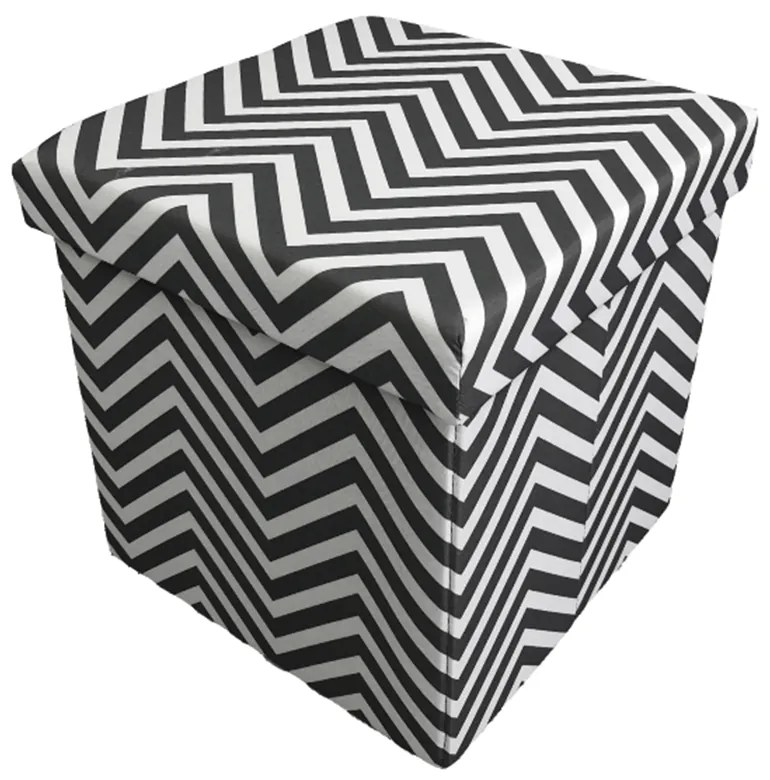 Taburet, material textil gri/alb, GAZMEND