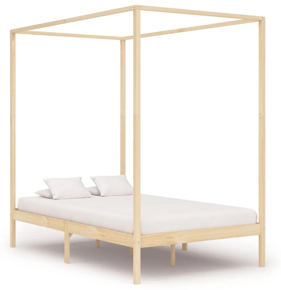 3060351 vidaXL Cadru pat cu baldachin, 4 sertare, 140x200 cm, lemn masiv pin