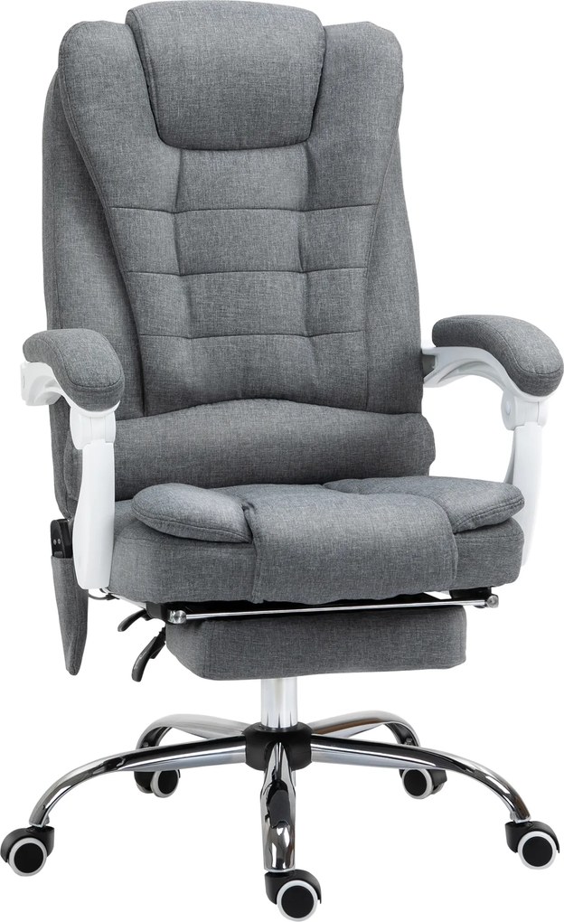 Vinsetto Scaun de Birou cu Telecomandă și 6 Puncte de Masaj, Tapitat cu Stofă Tip Catifea, 67x79x111-121 cm, Gri | Aosom Romania