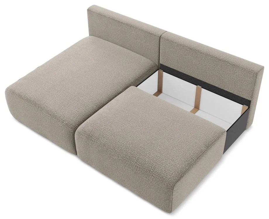 Colțar bej extensibil/cu spațiu de depozitare (cu colț pe partea stângă) Kalena – Makamii
