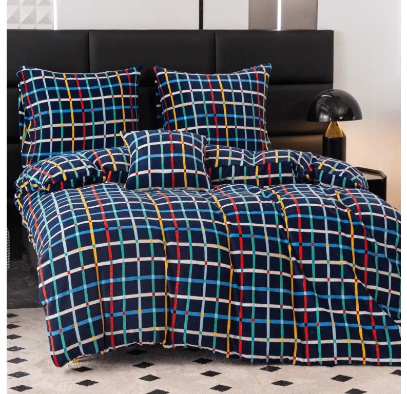 Lenjerie de pat microfleece GRID albastru inchis Dimensiunile lenjeriei: 70 x 90 cm | 140 x 200 cm