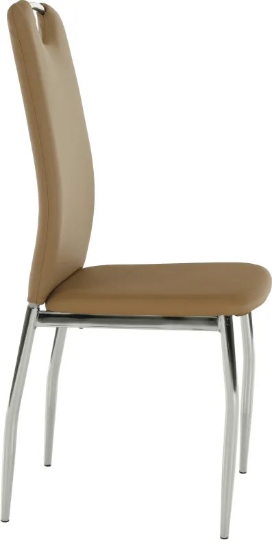 Scaun dining, piele ecologică bej/crom, ERVINA