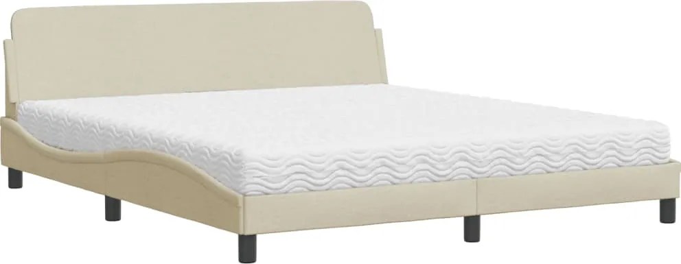 vidaXL Pat cu saltea, Dover, crem, 180x200 cm, textil