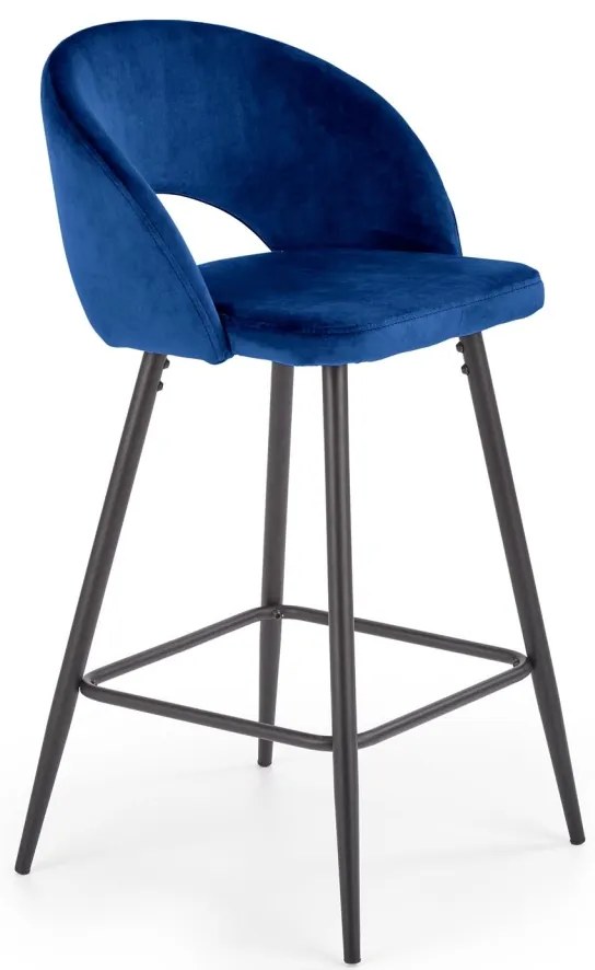 Scaun de bar H96 velvet albastru