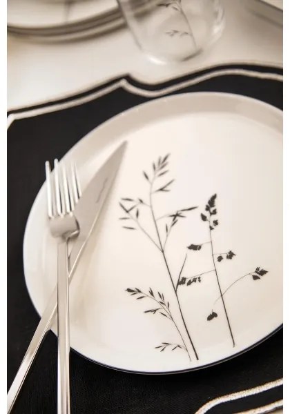 Set de veselă 27 piese din porțelan, alb/negru