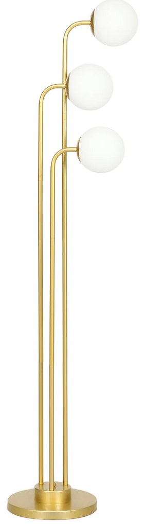 HOMCOM Lampadaire sur pied salon, lampe salon contemporain cu 3 spoturi rotative, abajur din sticlă și întrerupător la picior | Aosom Romania