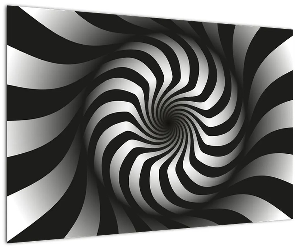 Tablou abstract cu spirala alb neagră (90x60 cm)