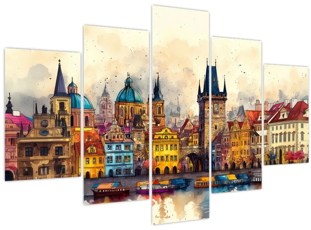 Tablou - Toamna în orașul pictat (150x105 cm)