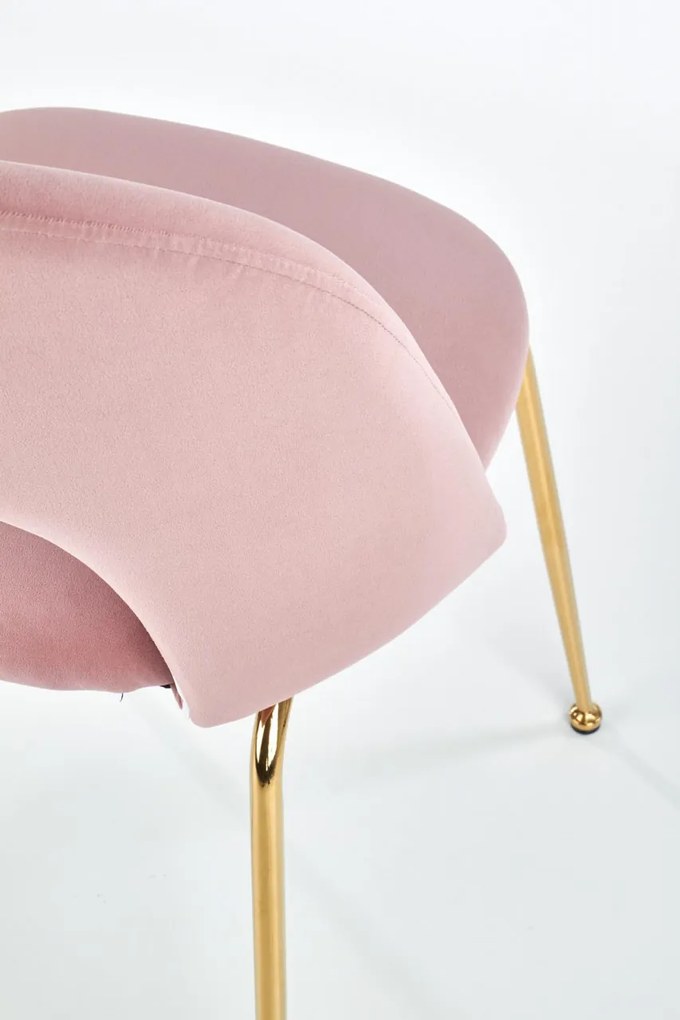 Scaun K385 velvet roz/auriu