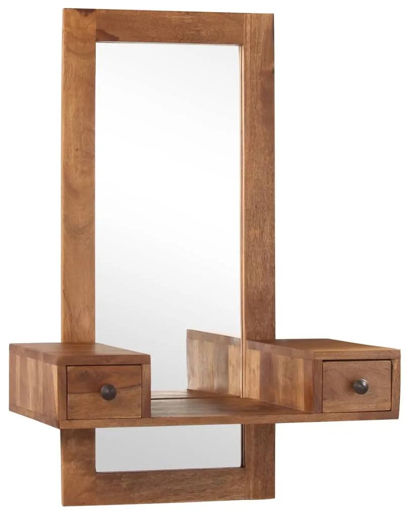 Oglinda cosmetica cu 2 sertare, lemn masiv de sheesham