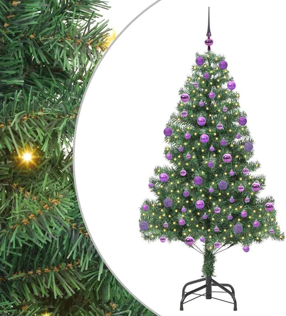 vidaXL Brad de Crăciun cu 300 LED cu suport Verde 210 cm PVC