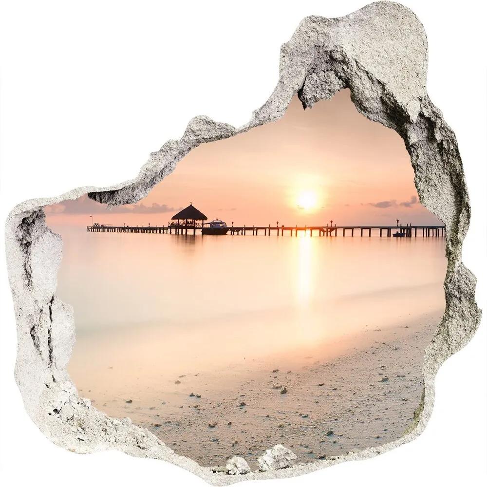 Fototapet 3D gaură în perete Plaja Maldive