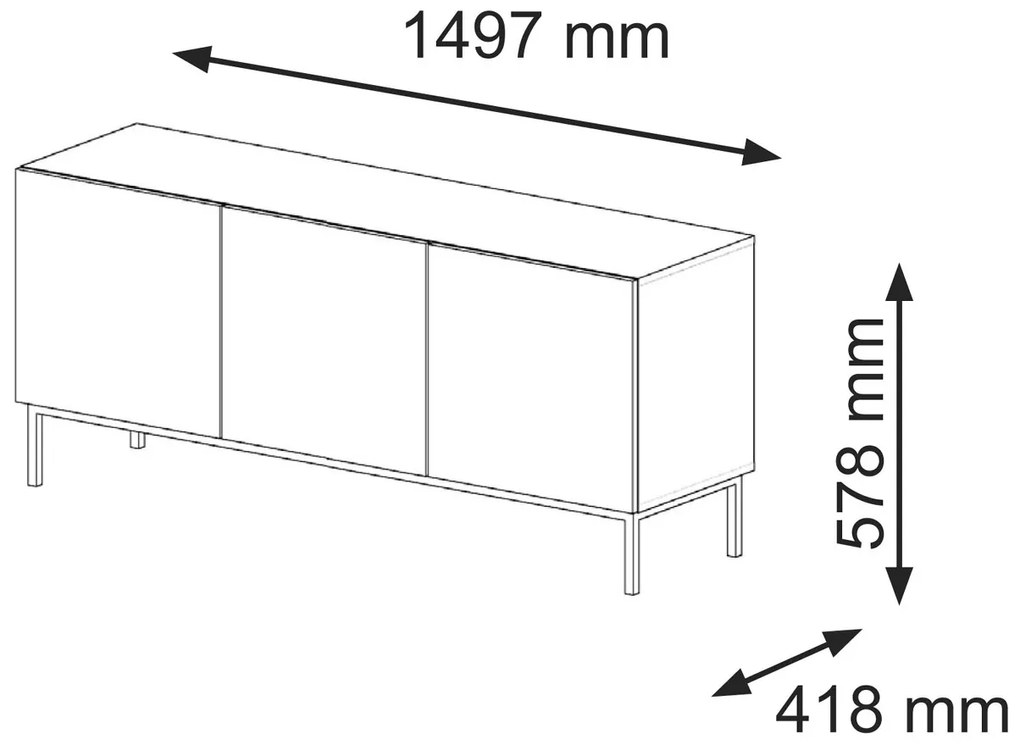 Masă TV 3D 150 Rowanna (alb + Negru). 1125011