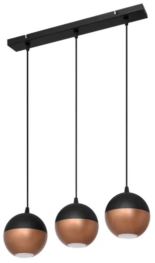 Lustră LED pe cablu MIDWAY 3xGU10/4,8W/230V negru/cupru