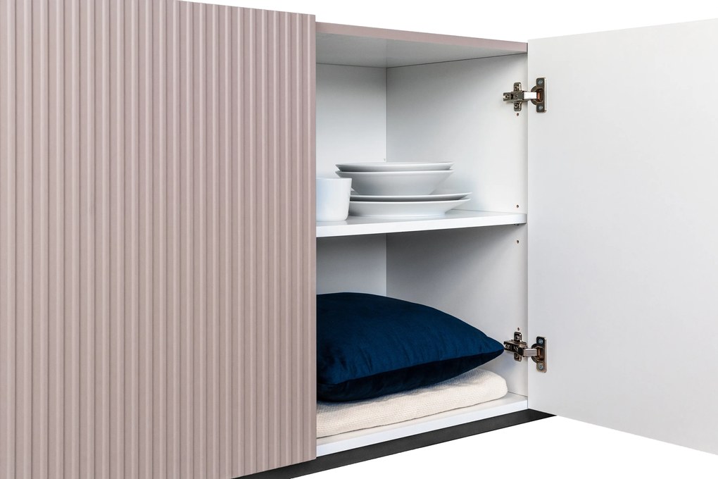 Comoda Nicole 200 cm cu picioare metalice - picioare roz antic / negru