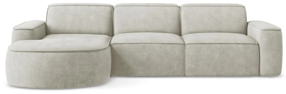 Colțar crem cu tapițerie din chenille (cu colț pe partea stângă/cu șezlong) Omao – Makamii