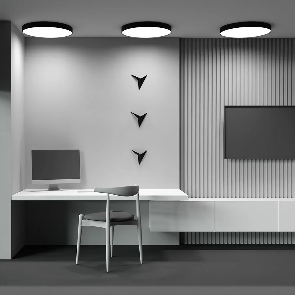 Plafoniera LED design tehnic Zoom D-60cm 3000K negru