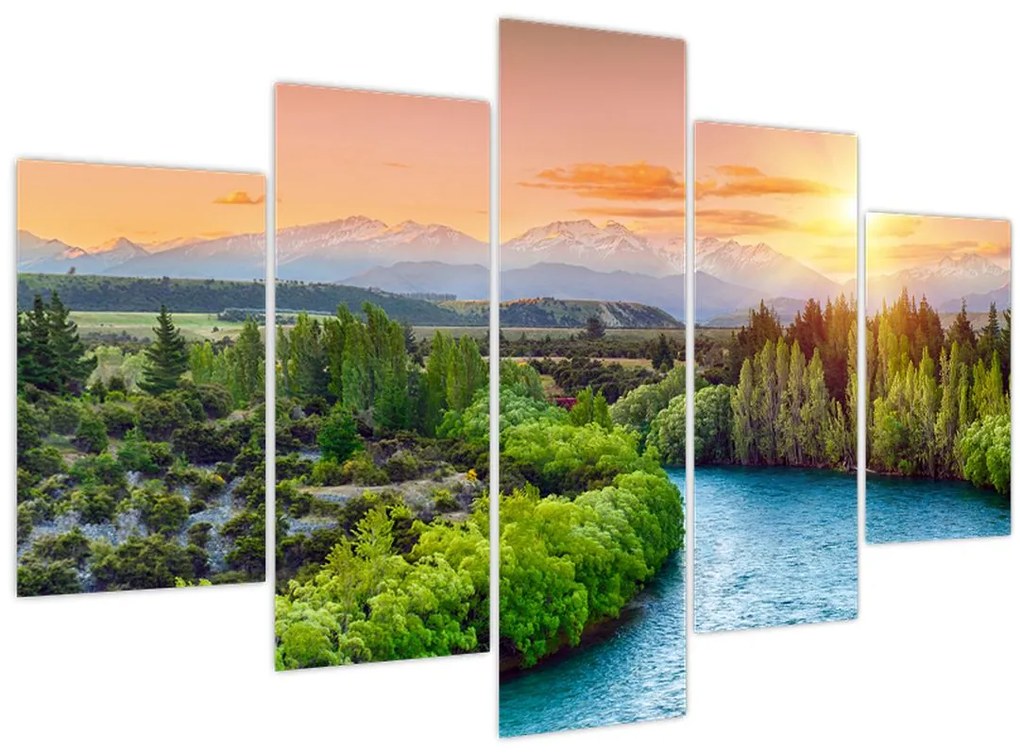 Tablou - Pădure peisaj montan (150x105 cm)