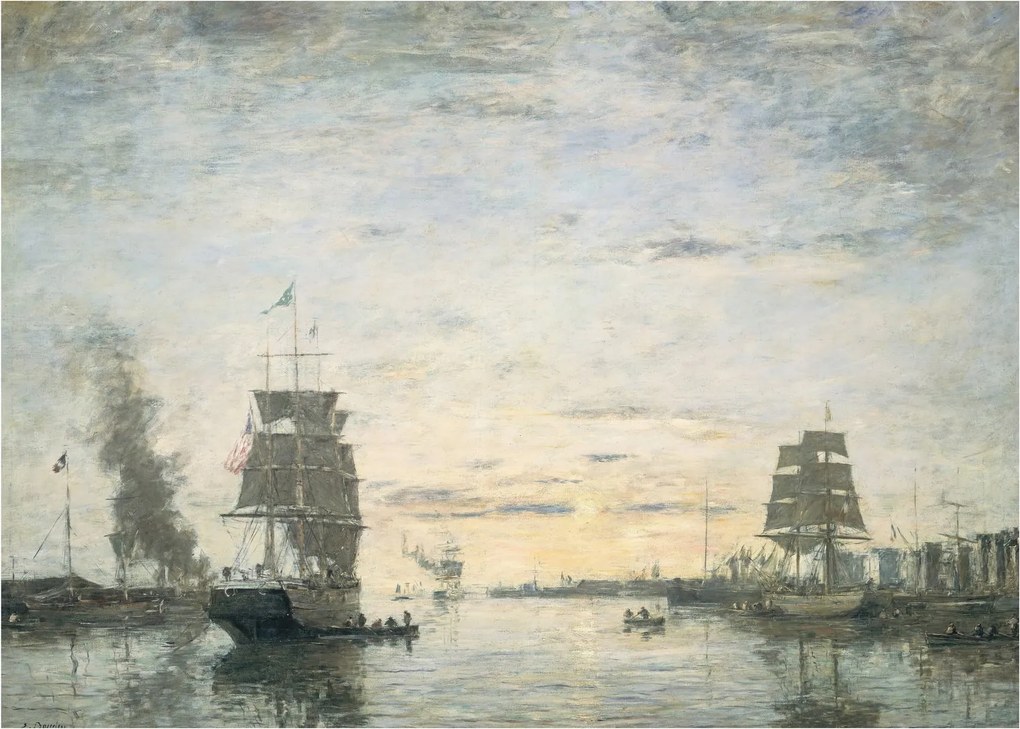 Tablou - Eugène Boudin, Entrance to the Harbor, Le Havre, reproducere (70x50 cm)