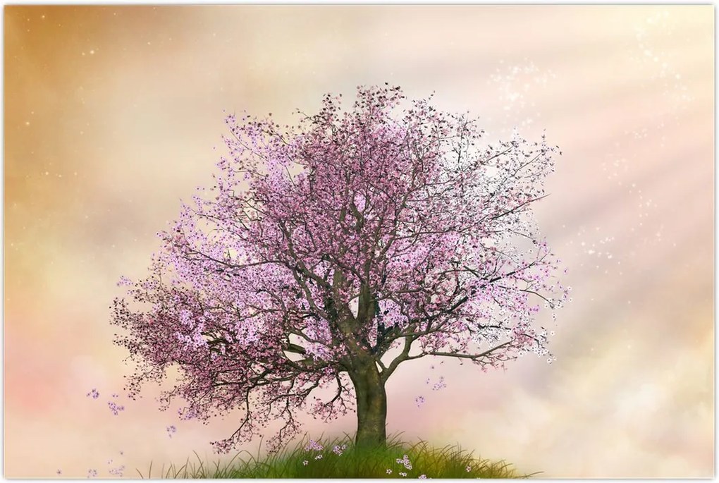 Tablou - Copacul înflorit în deal (90x60 cm)