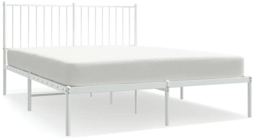 350932 vidaXL Cadru de pat metalic cu tăblie, alb, 140x200 cm